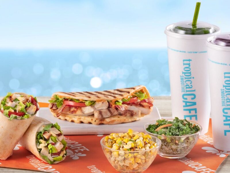 Food options at Tropical Smoothie Cafe
