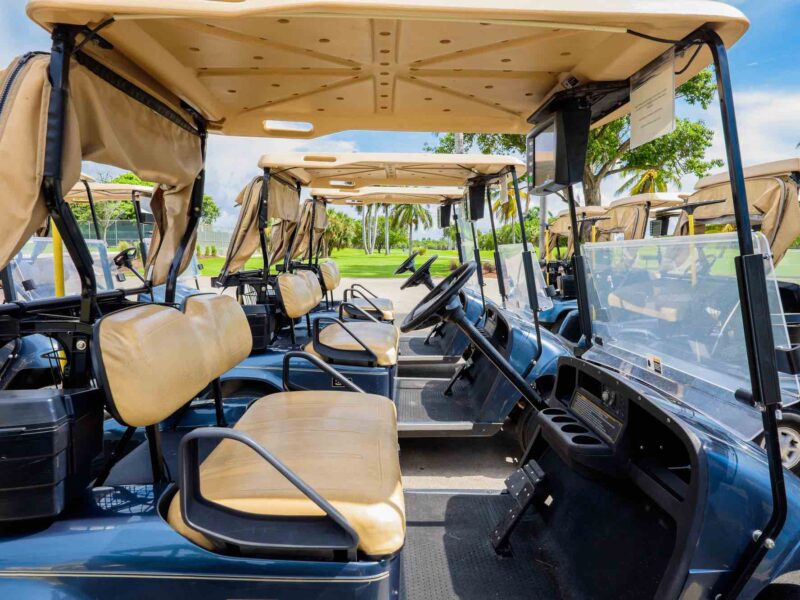Golf carts parked
