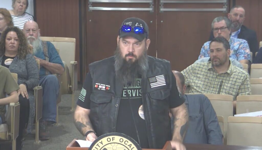 Jimmy D. Voelkel addresses the Ocala City Council on Tuesday, December 2.