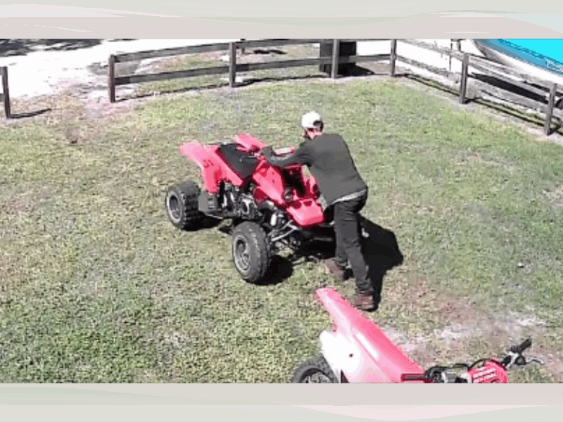 A male suspect, later identified by law enforcement as Shawn Paul Robison, stealing a 4-wheeler from an Ocala residence on October 24, 2025. (Photo: Marion County Sheriff's Office)