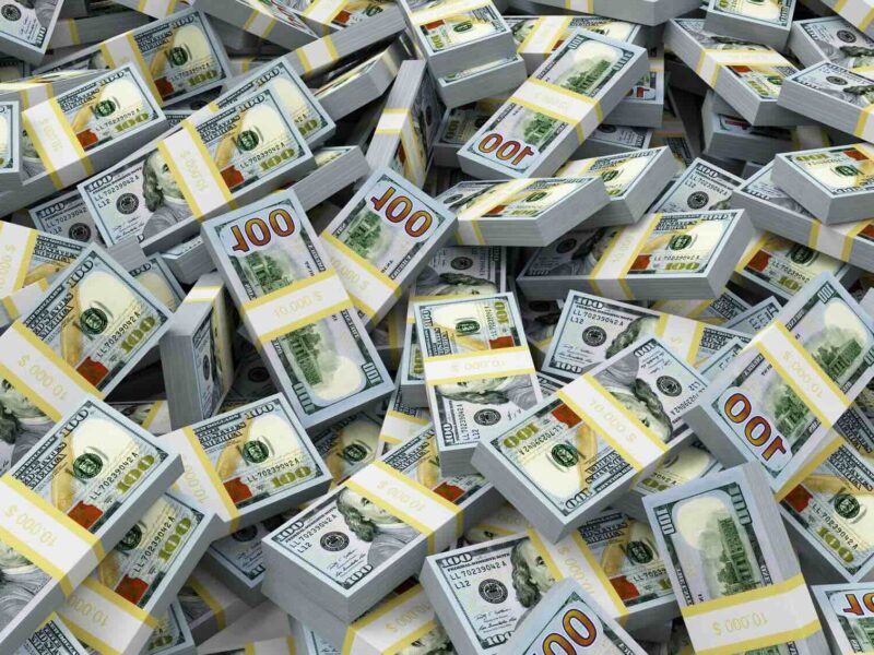 Stack of $100 bills of U.S. currencty