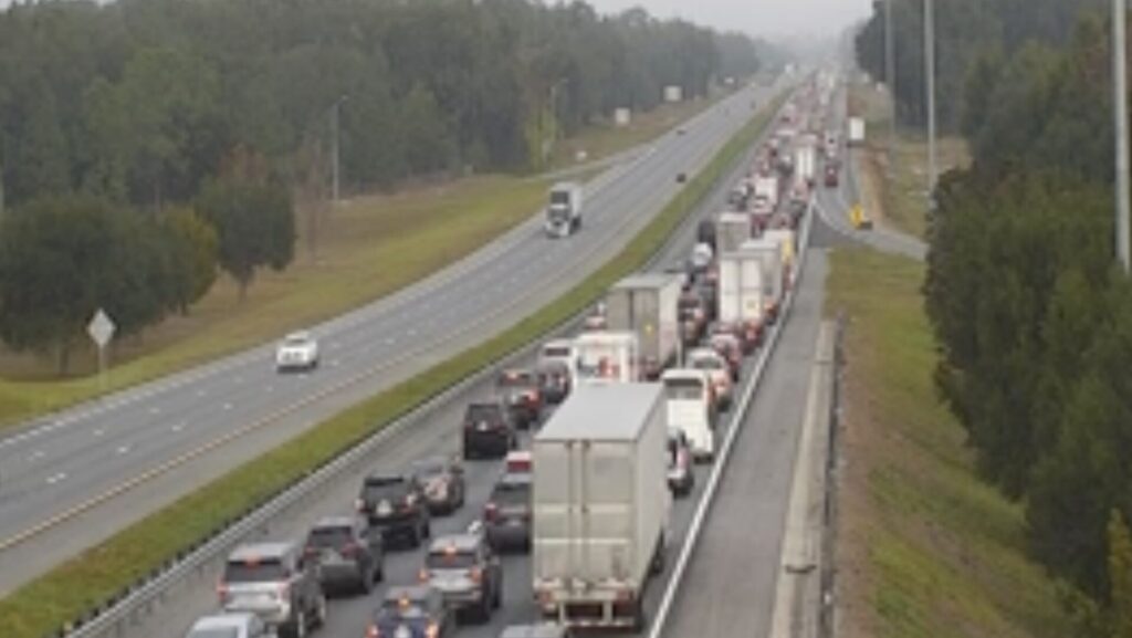 Traffic backed up for miles on Interstate 75. Camera near mile marker 357
