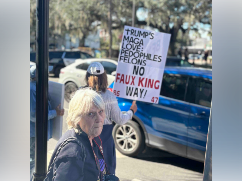 Protestors in downtown Ocala on January 17.