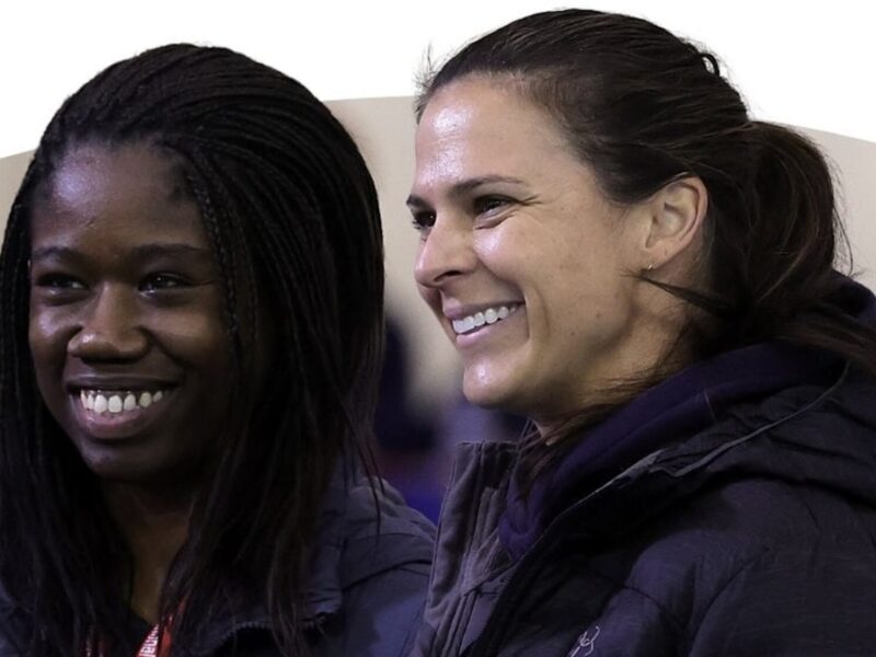 Erin Jackson left and Brittany Bowe right are Olympics bound after a successful U.S. Trials.