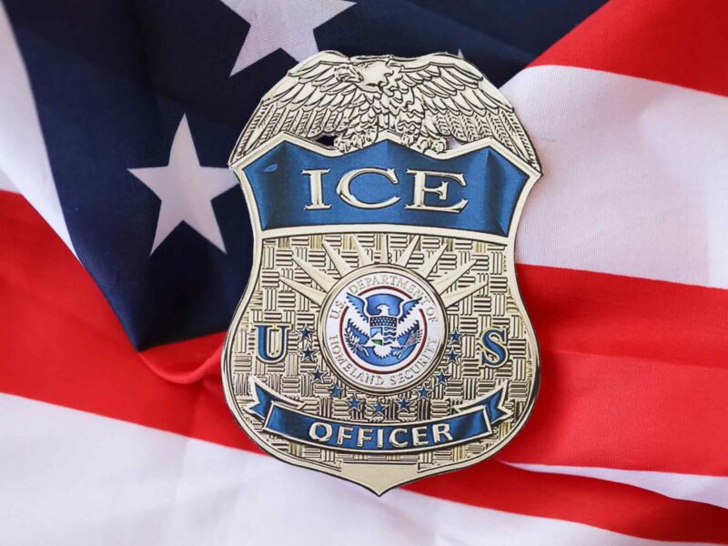 ICE on an American flag