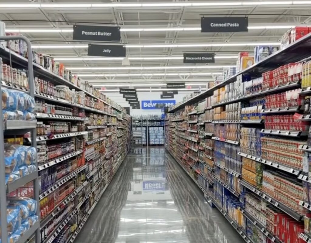 One of the aisles at the new Walmart
