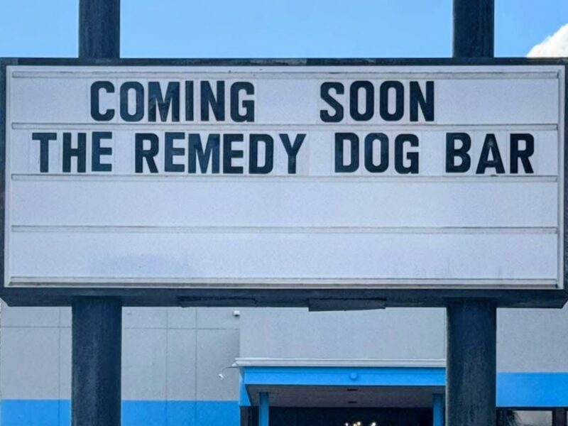 Sign for the new Remedy Dog Bar coming to east Ocala
