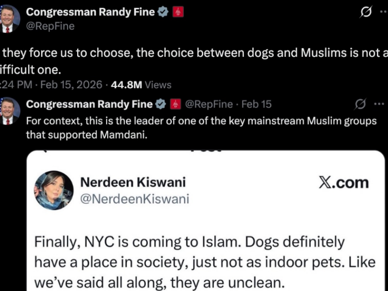 U.S. Representative Randy Fine's statement about dogs and Muslims