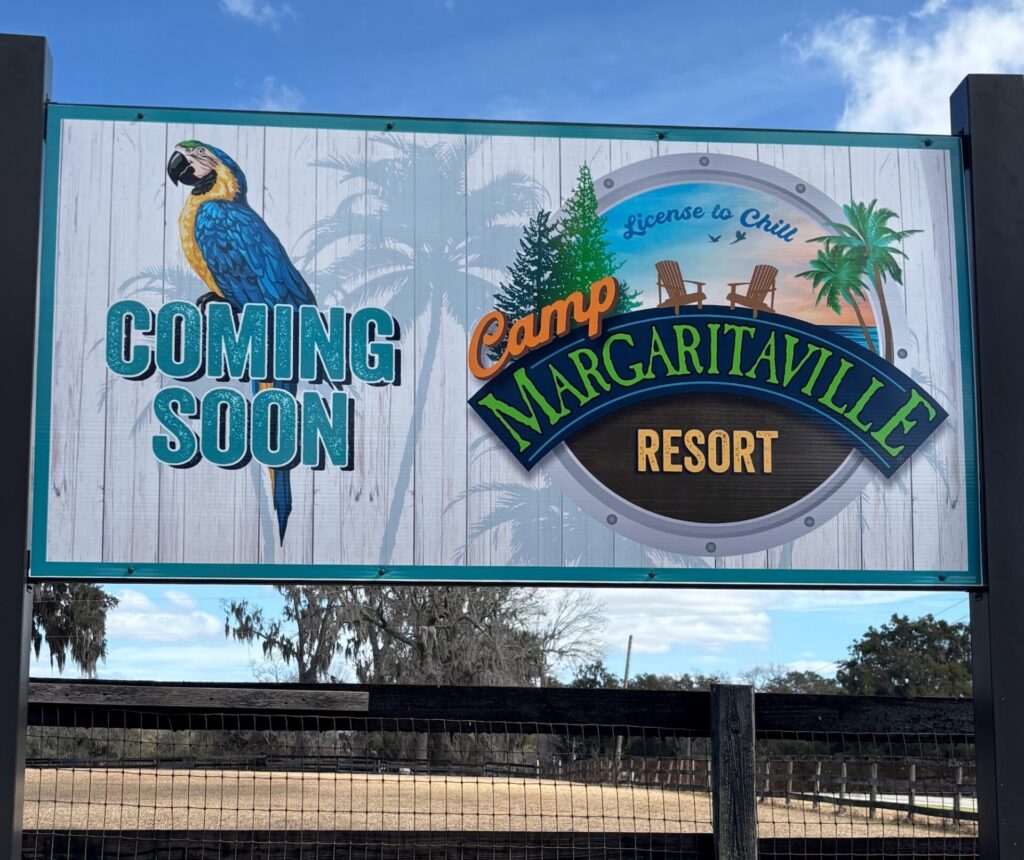 Camp Margaritaville Resort coming soon sign