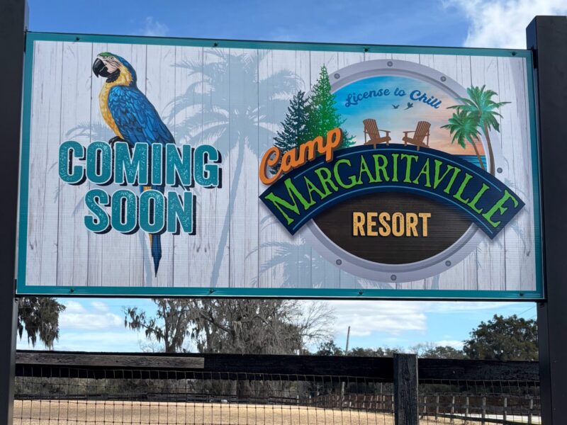 Camp Margaritaville Resort coming soon sign