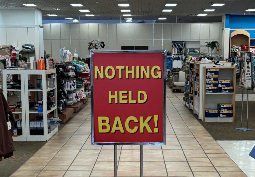 Nothing Held Back sign at Bealls Florida in east Ocala
