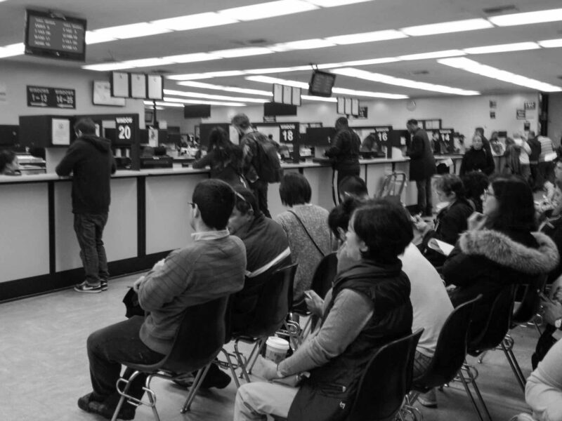 People waiting at a DMV