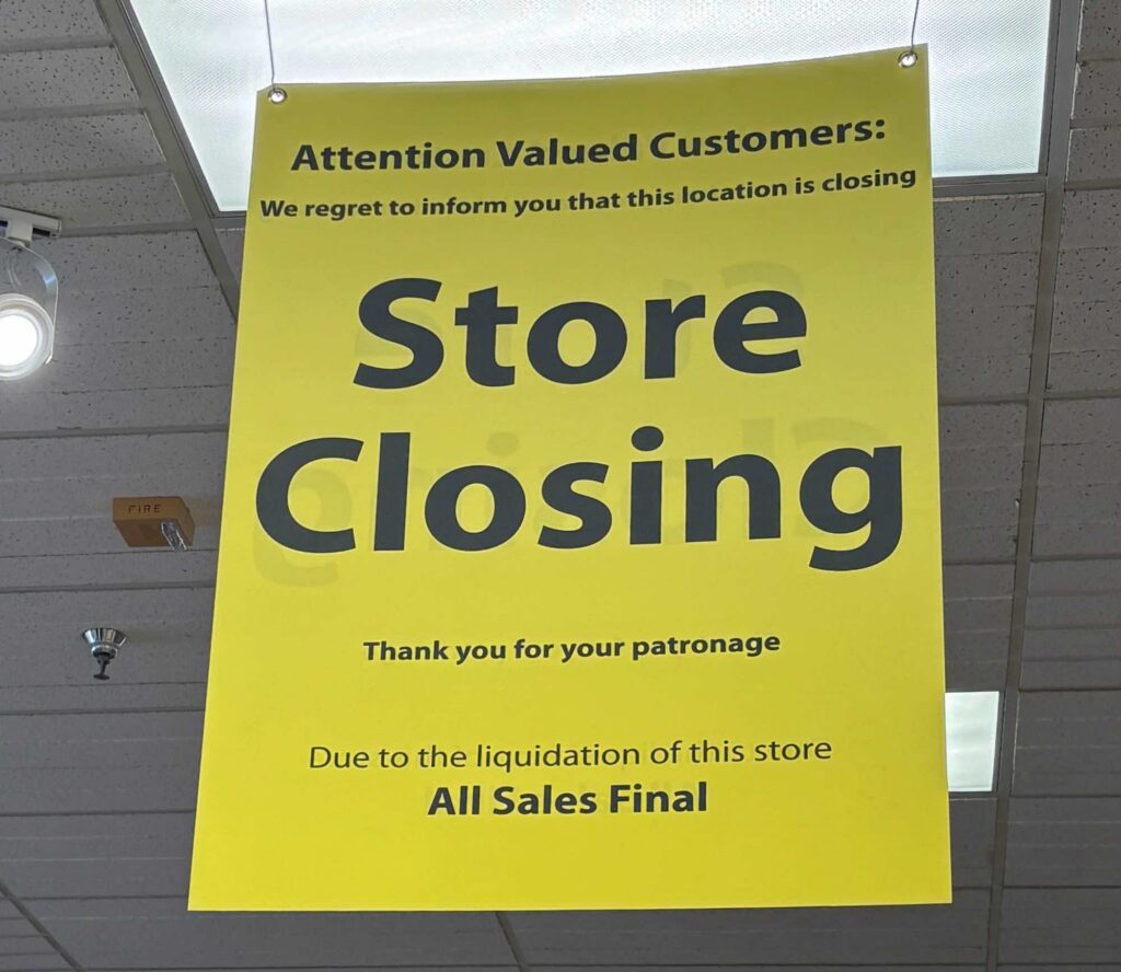 Store closing sign at Nothing Held Back sign at Bealls Florida in east Ocala
