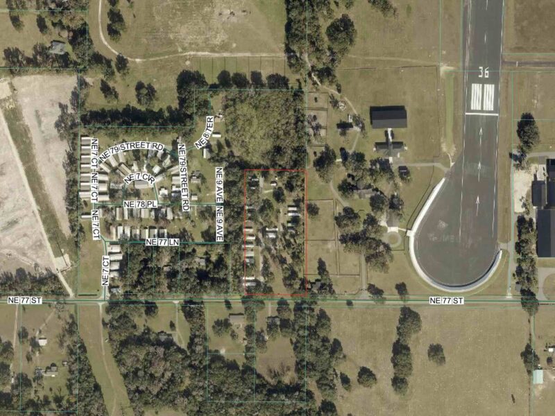 Aerial view of the parcel sold next to Jumbolair Aviation Estates