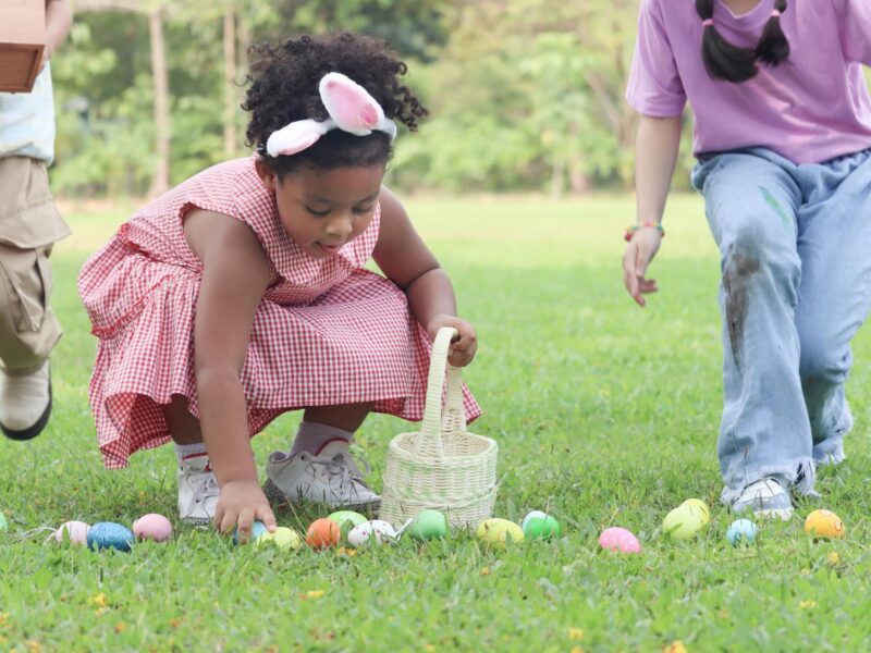 Child in Easter egg hunt