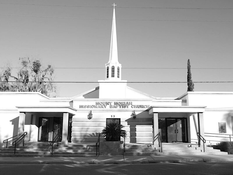 The former Mount Moriah church building before its demolition