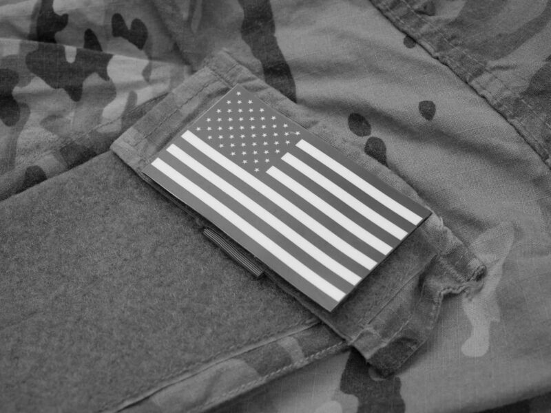 United States of America Flag on Army soldier