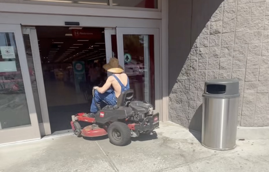A man on a lawnmower entered the Target in Ocala on Saturday, April 25 - Still outside, attempting to enter