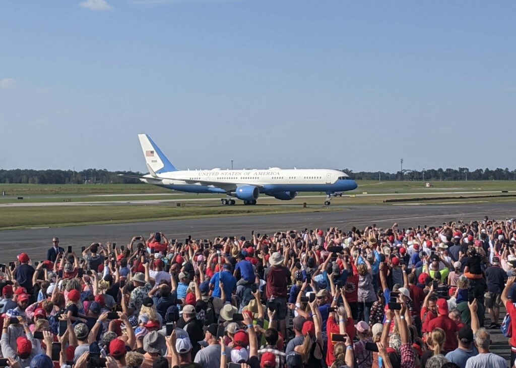 Air Force One at the Ocala International Airport on October 16, 2020