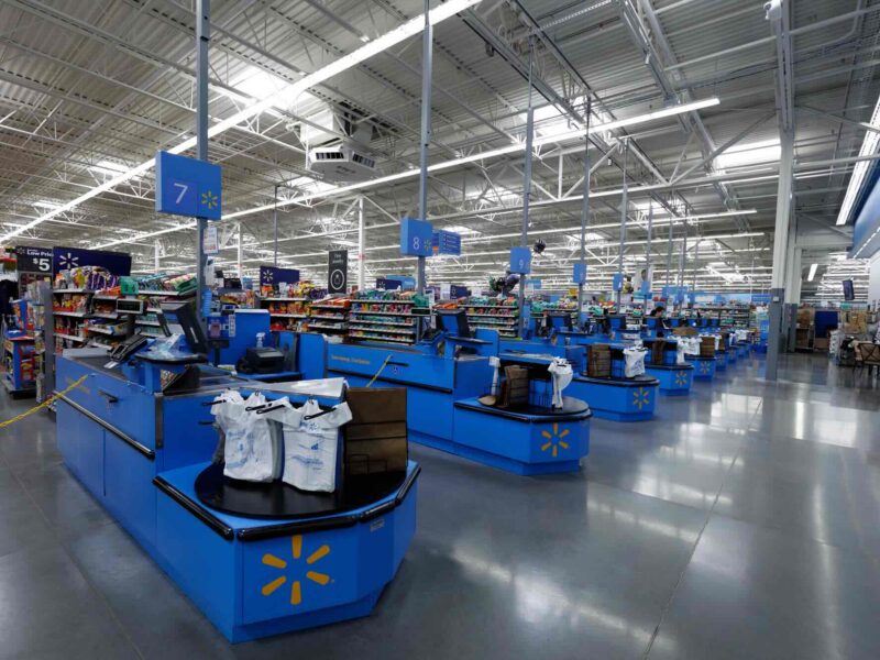 Checkout aisles at a Walmart