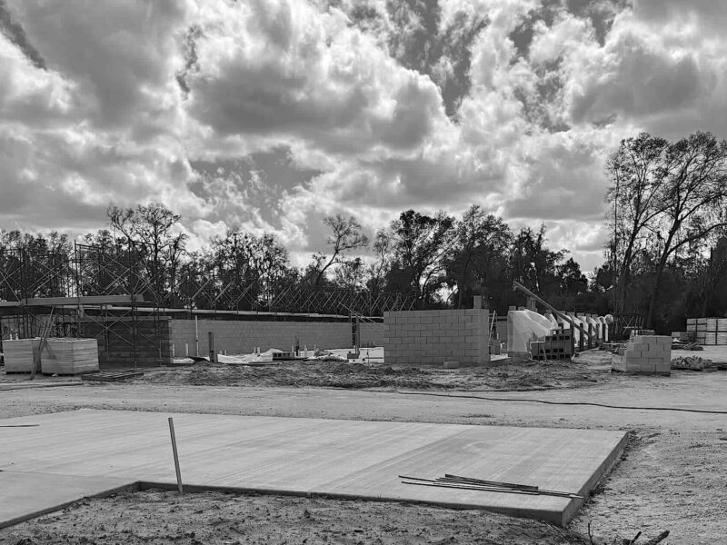 Construction site under development black and white
