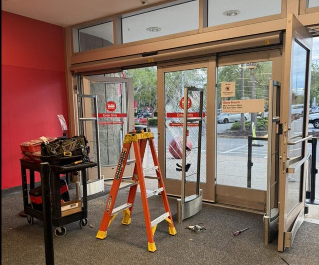 Door damaged at Target in Ocala after influencer enters the store