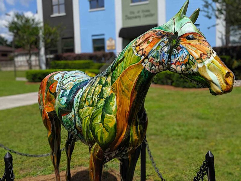 Horse Fever statue in front of the Discovery Center in Ocala