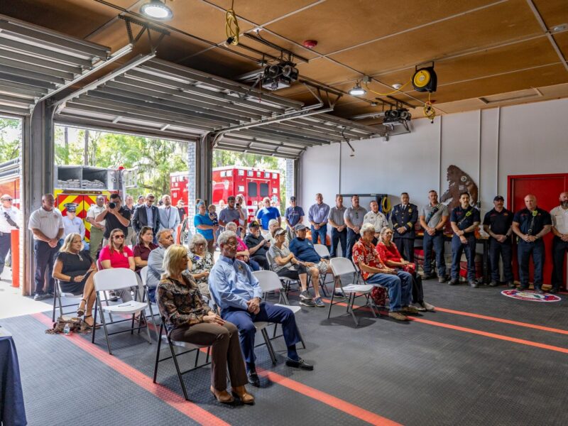 Marion County officials and residents gather to celebrate the conversion of the fire station