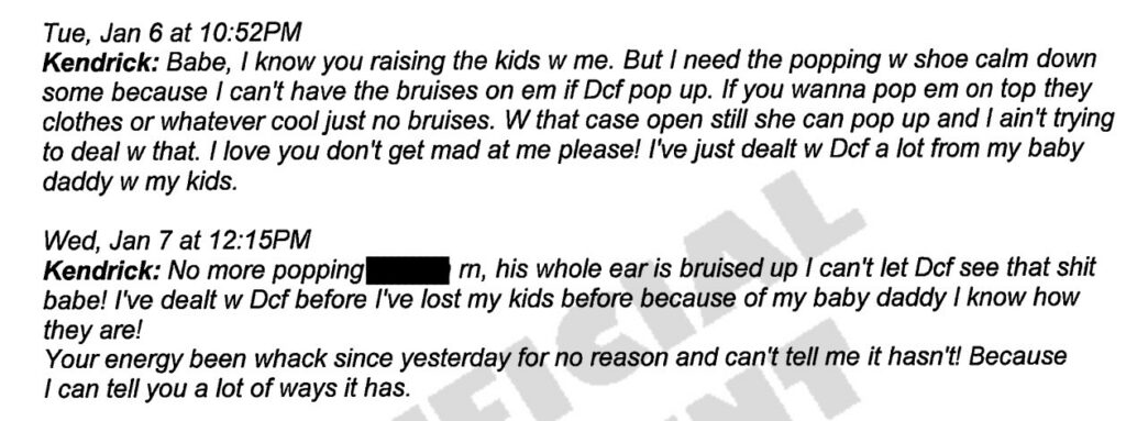 Screenshot of Kendrick s text messages