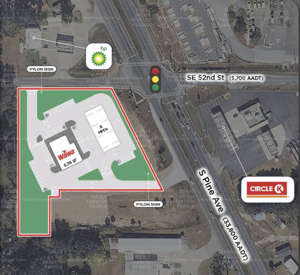 The new Wawa is situated at the intersection of SE 52nd Street and U.S. Highway 441 in Ocala