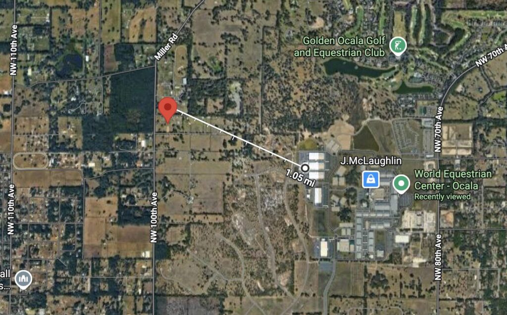 The property is located around a mile from the World Equestrian Center