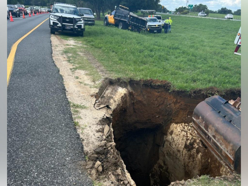 A sinkhole on US Hwy 301/US 441, temporarily closed lanes on the roadway over the weekend.