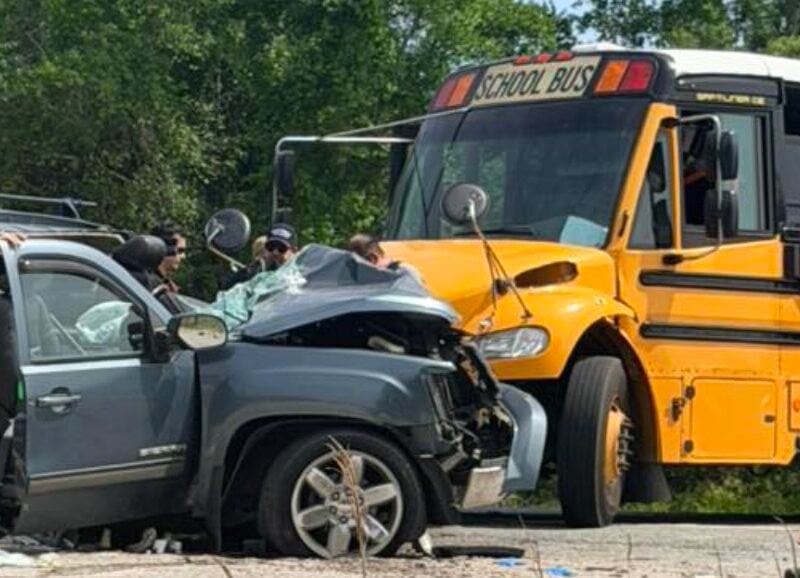 A 76 year old elderly man was killed after crashing into a school bus