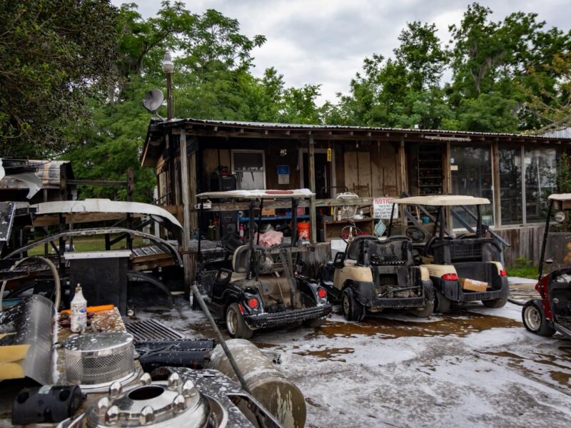 A fire spread from a golf cart to a commercial business in Ocala on Saturday