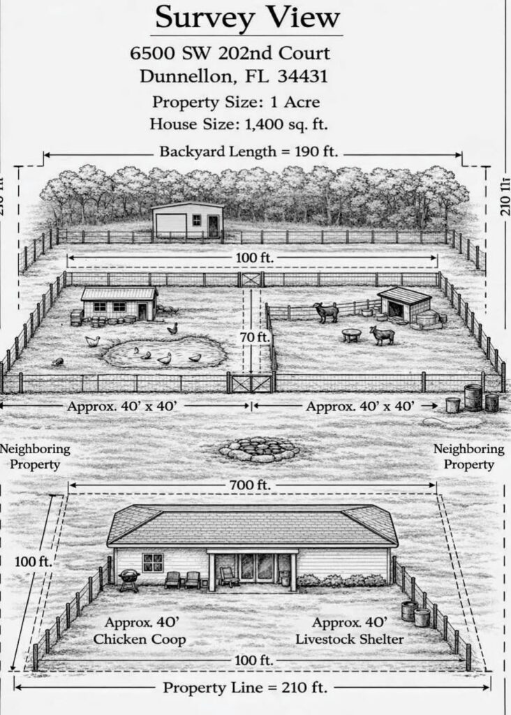 A survey view rendering of the property in Dunnellon