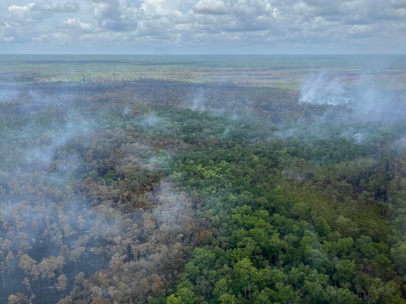Aerial view of the Shell Fire on Thursday, May 28, at 11 a.m. EST
