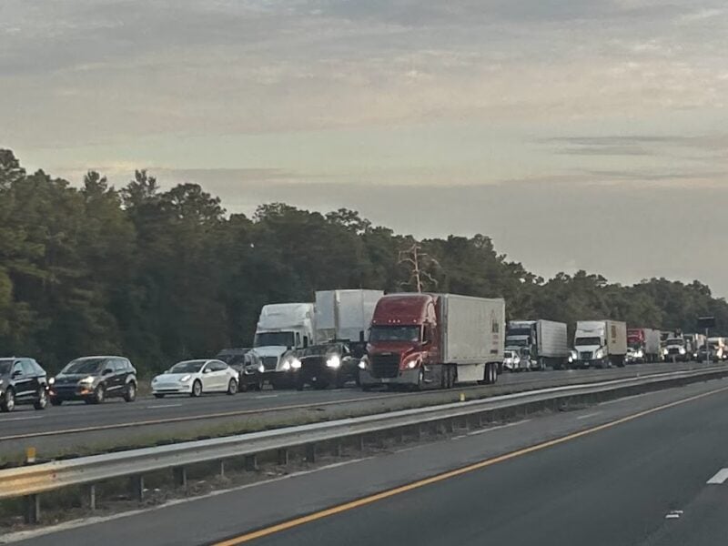 Cars lined up to use Exit 341 on I 75 in Ocala