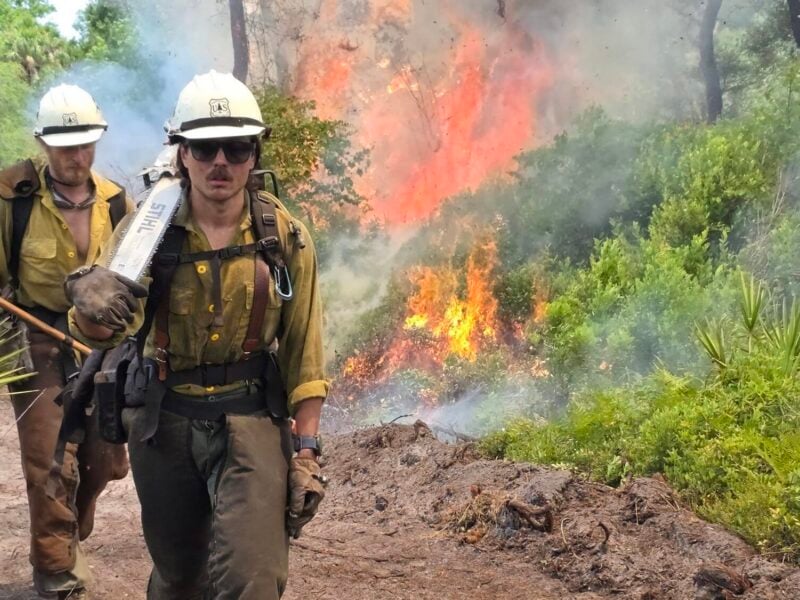 Firefighters combating Shell Fire in the Ocala National Forest on May 22