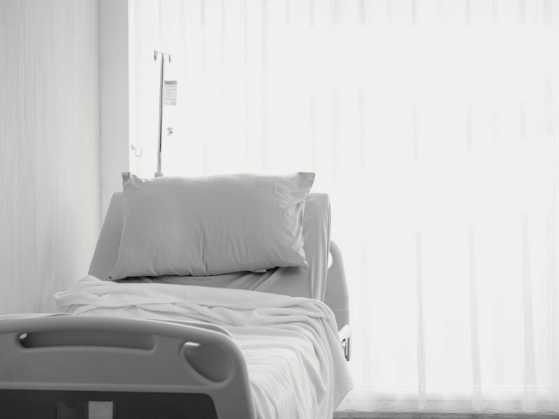 Hospital bed in a room