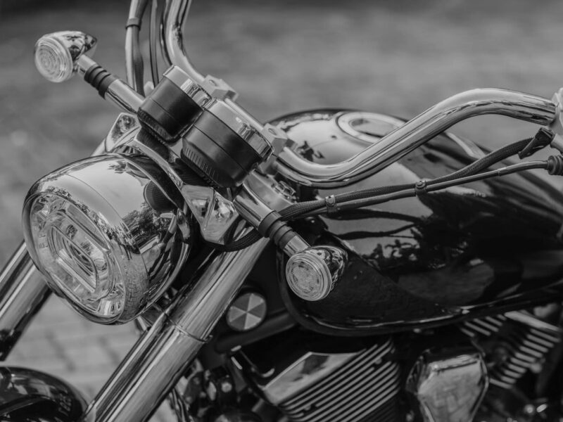 Motorcycle handlebars and closeup