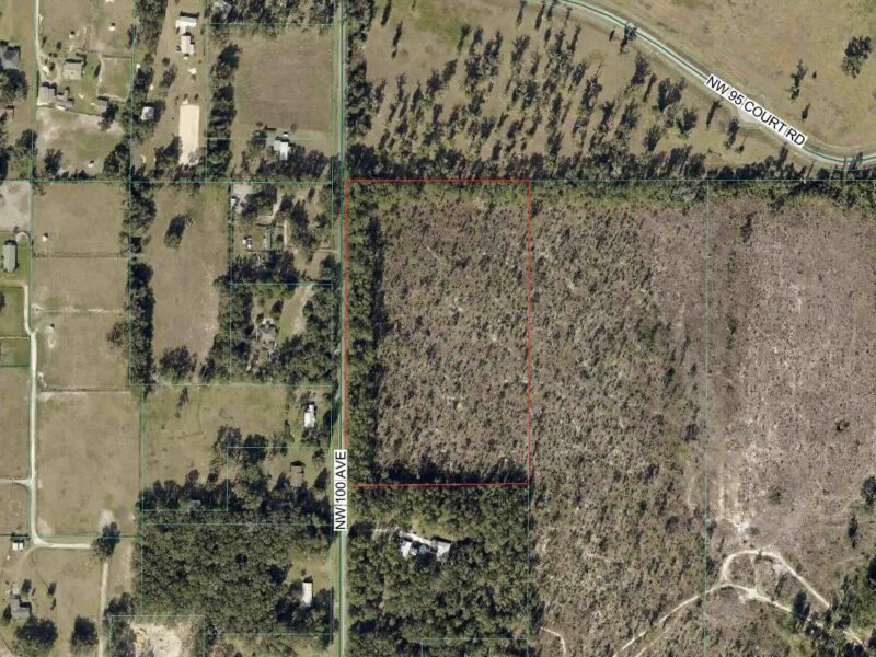 A 13.4 acre parcel is situated along NW 100th Avenue in Ocala