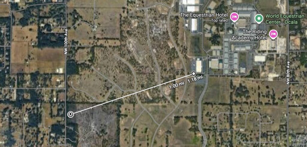 The property is located just one mile from the World Equestrian Center 1