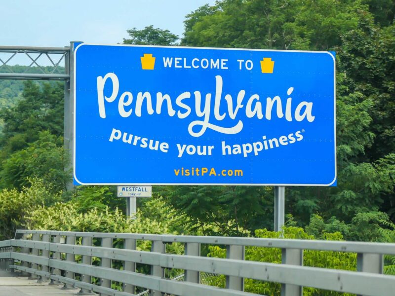Welcome to Pennsylvania sign