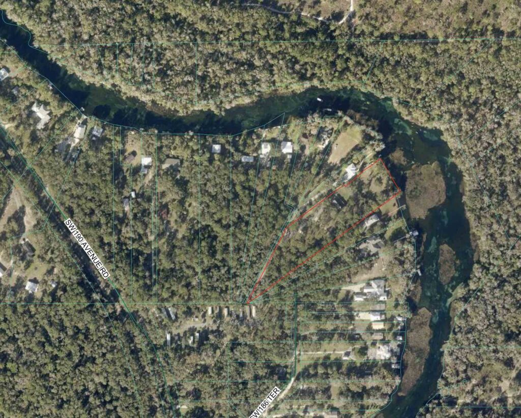 An aerial view of the property at 9075 SW 190th Avenue Road in Dunnellon