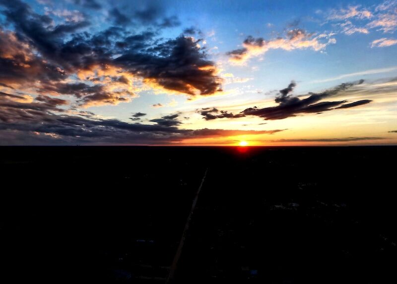 Drone snapshot captures post rain sunset in Marion County