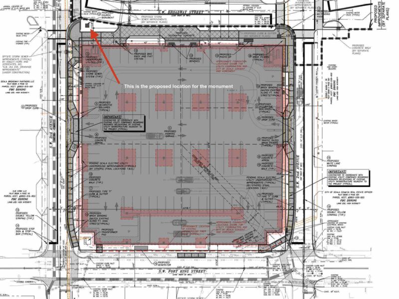 Proposed church monument at Ocala parking garage