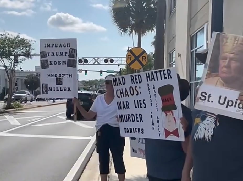 Protestors in downtown Ocala on June 27, 2026 7