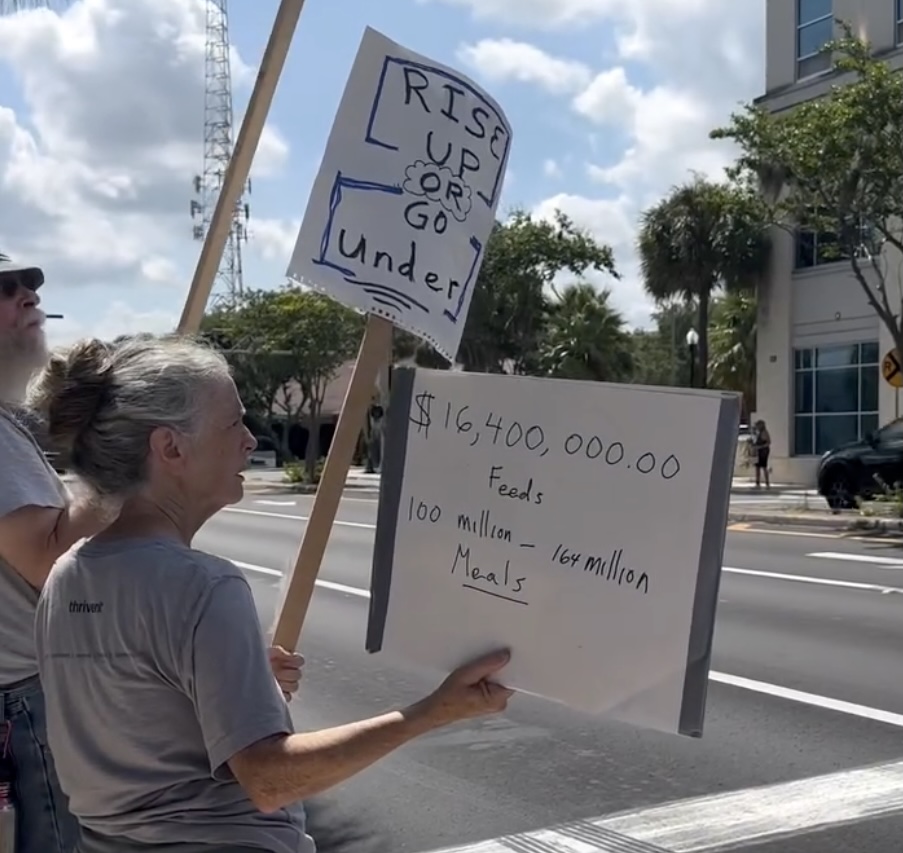 Protestors in downtown Ocala on Saturday, June 27 1