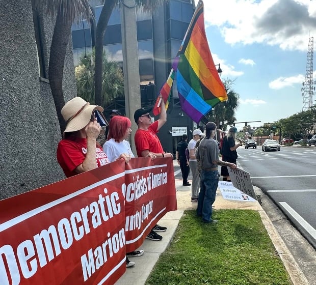 Protestors in downtown Ocala on Saturday, June 27
