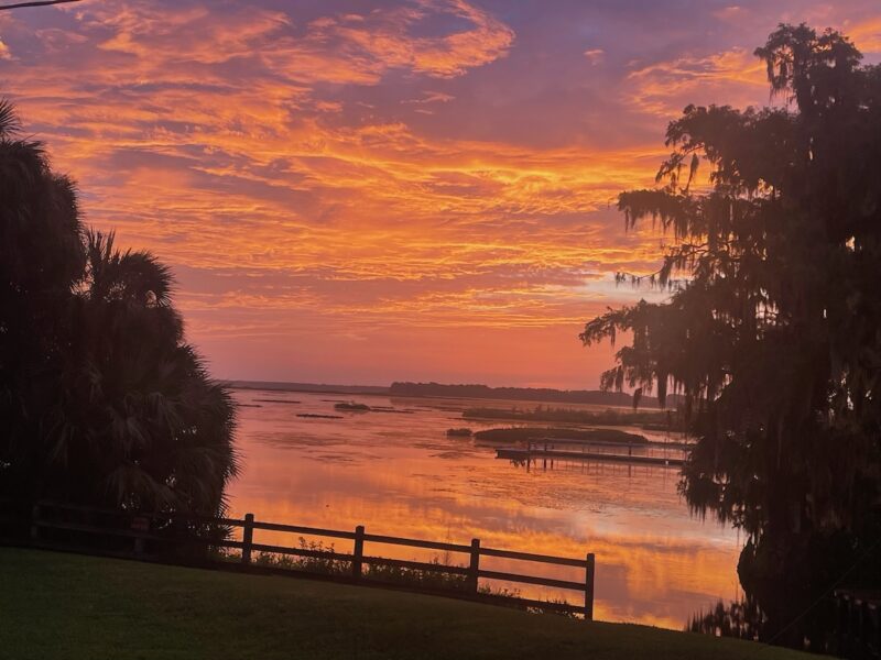 Stunning sunrise paints the sky over Heagy-Burry Boat Ramp